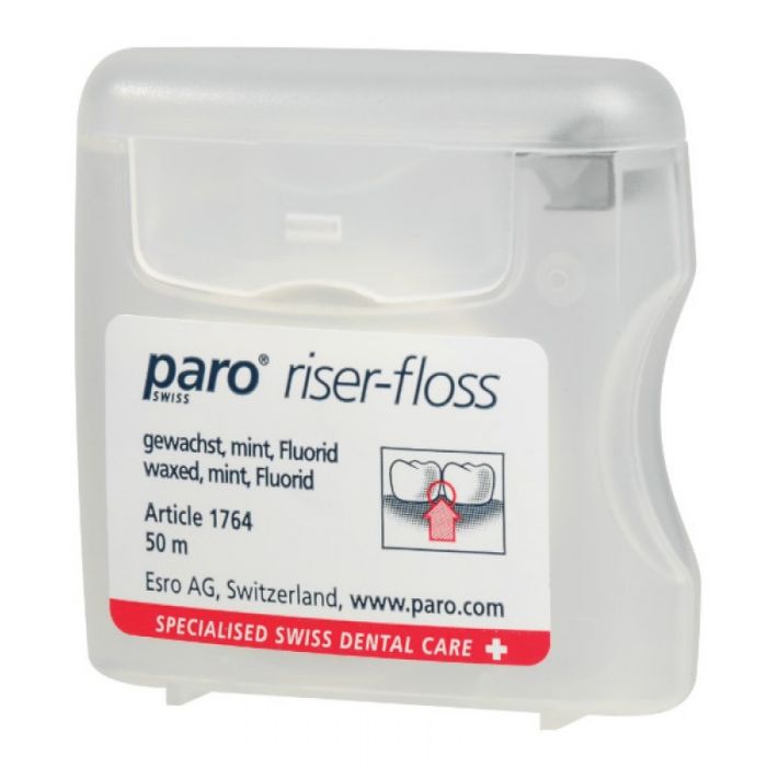 Paro RISER-FLOSS Зубна нитка, вощена, з м'ятою та фтором, 50 м