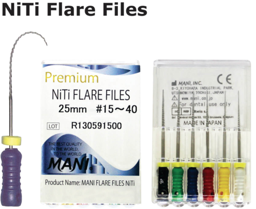 Нікель-титанові файли Flare files NiTi МАNI №15-40 (25mm, 6 шт) 