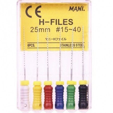 Кореневі бурави Хедстрема ручні H-Files, MANI 6шт./уп. (довжина 25 мм) 15-40