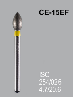 Бор алмазный MANI, 1 шт CE-15EF (ISO 254/026) желтые