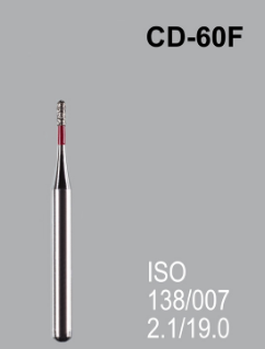 Бор алмазный MANI, 1 шт CD-60F (ISO 138/007) красные
