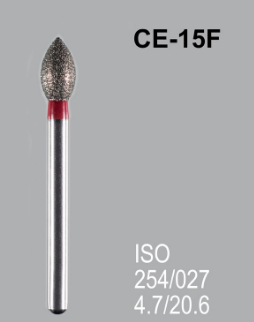 Бор алмазный MANI, 1 шт CE-15F (ISO 254/027) красные