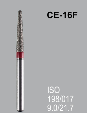 Бор алмазный MANI, 1 шт CE-16F (ISO 198/017) красные