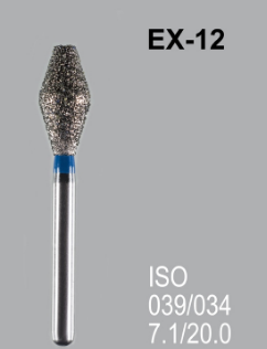 Бор алмазный MANI, 1 шт EX-12 (ISO 039/035) синие