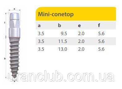 Импланты системы IMPLA Mini-conetop конусообразный диаметр 3 мм длина 11, 5 мм