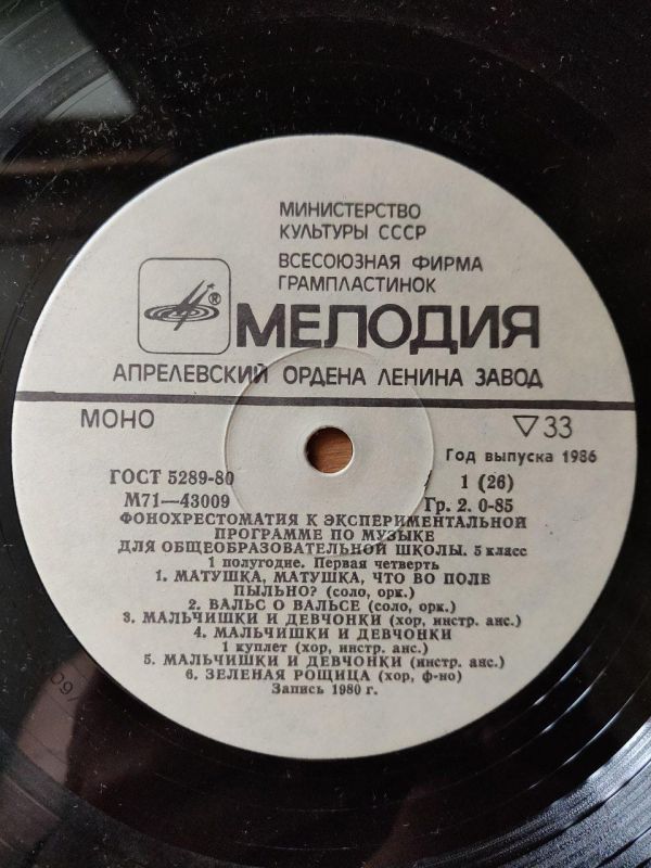 Фонохрестоматія до експериментальної програми з музики для загальноосвітньої школи. 5 клас