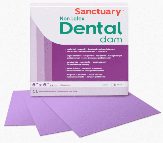 Хустки для коффердаму безлатексні медіум Sanctuary Dental Dam (пурпурні), 15 шт