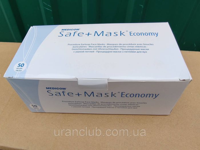 Маска трехслойная safe mask economy medicom, 50шт./уп.
