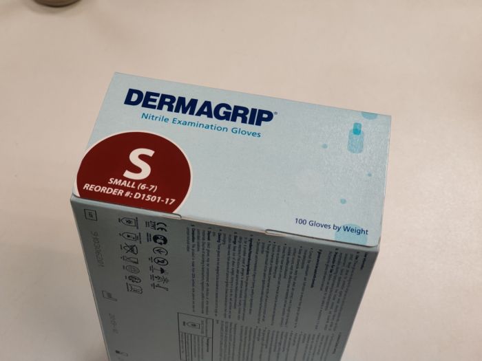 Перчатки нитриловые dermagrip nitrile 100 шт./уп.6 грамм РАЗМЕР S