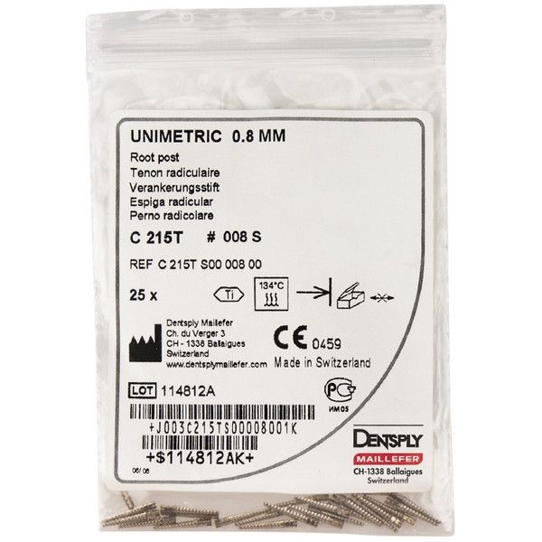 Набор штифтов Unimetric 0.8 MM ROOT-POST TITANIUM 008S