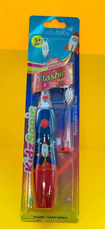 Електрична звукова зубна щітка Brush-Baby KidzSonic (3+) 2 насадки Космос