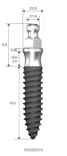 Імплантат SlimOneBody з кульковою опорою, діам. = 2.0мм, довжина = 6мм, № IBS202006