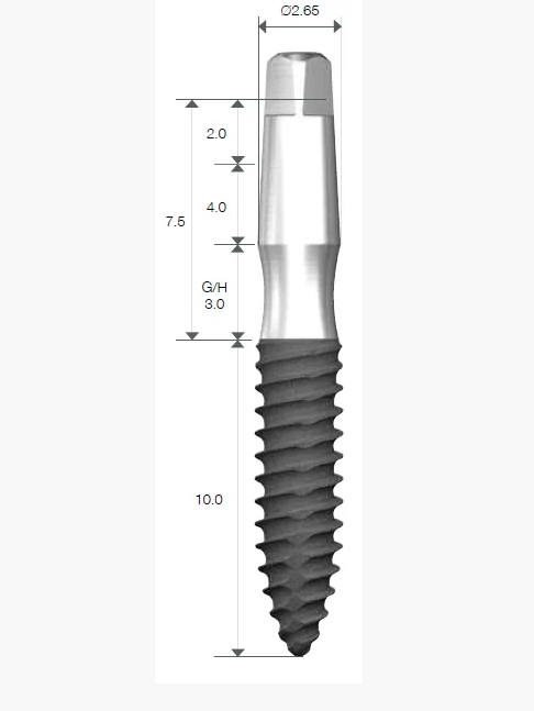 Імплантат SlimOneBody з 4-х гранною опорою, діам. = 2.0мм, довжина = 6мм, № IUS201506 2.0мм, 8мм