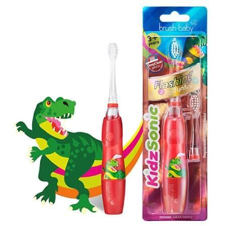 Електрична звукова зубна щітка Brush-Baby KidzSonic (3+) 2 насадки Динозавр