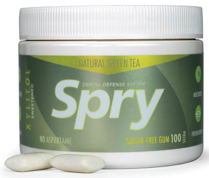 Spry Натуральная жевательная резинка 100 шт. с зеленым чаем и ксилитом