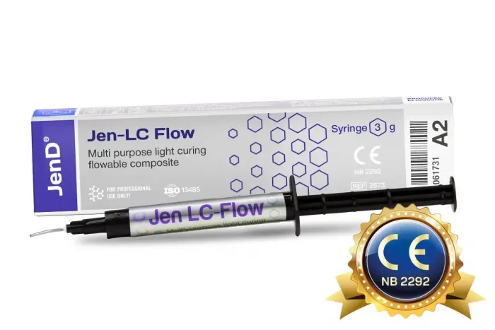 Jen-LC Flow (Джен ЛС-Флоу)-текучий светоотверждаемый композит Jen-LC Flow (Джен ЛС-Флоу) 3 гр. комплект: 4х3 г, (А2, А3, В2, УО) с насадками