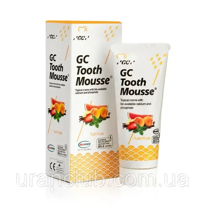 Ремінералізуючий гель Tooth Mousse Тутті-фрутті, GC Тусс мусс, ДжіСі 35 мл. гель для зубів