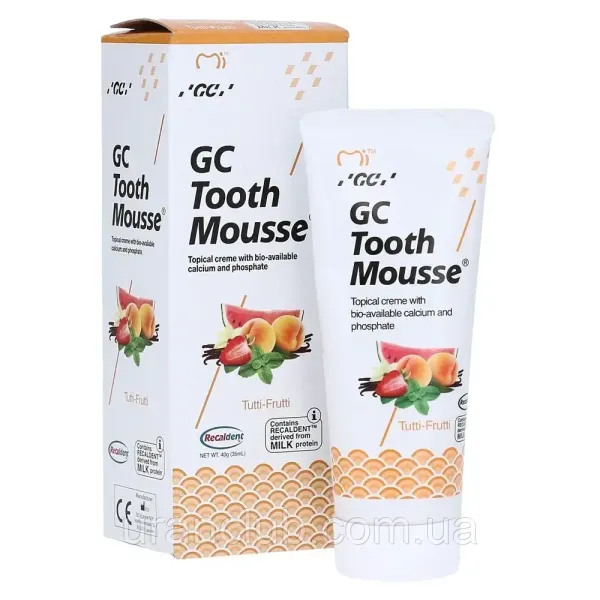 Ремінералізуючий гель Tooth Mousse Тутті-фрутті, GC Тусс мусс, ДжіСі 35 мл. гель для зубів