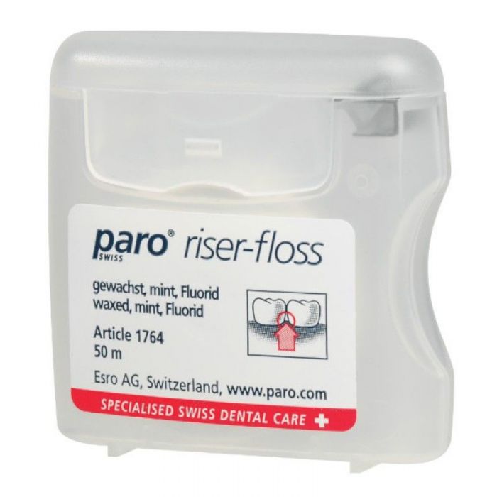 Paro RISER-FLOSS Зубна нитка, вощена, з м'ятою та фтором, 50 м
