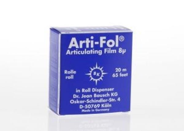 Артикуляционная фольга Bausch Arti-Fol 8 мк ширина 22 мм длина 20 м рулон BK 27 синяя двусторонняя